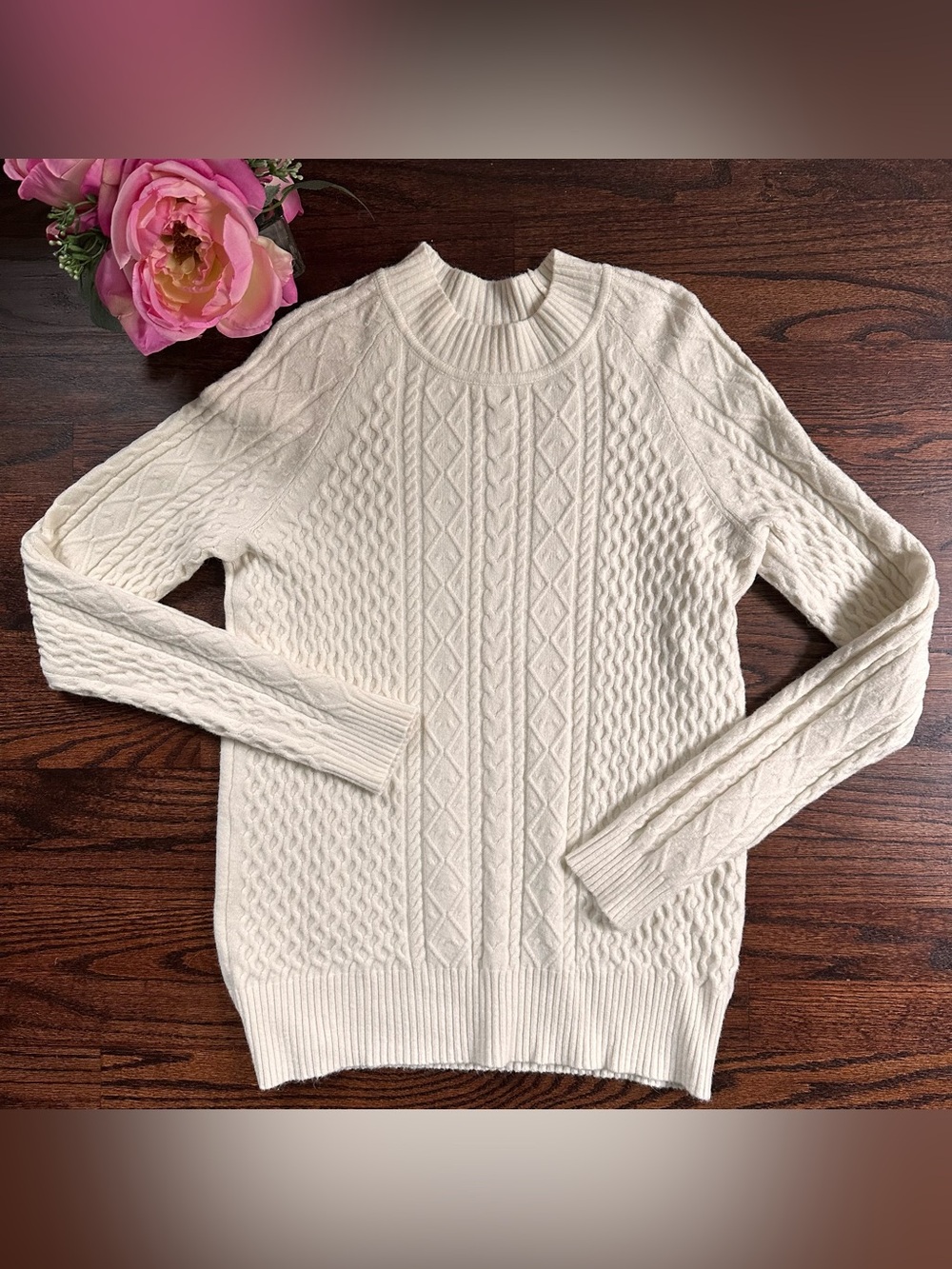 Cyrus mixed cable knit cozy sweater, size S